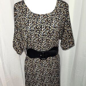 Forever Dress With Short Sleeves and Black Elastic Belt